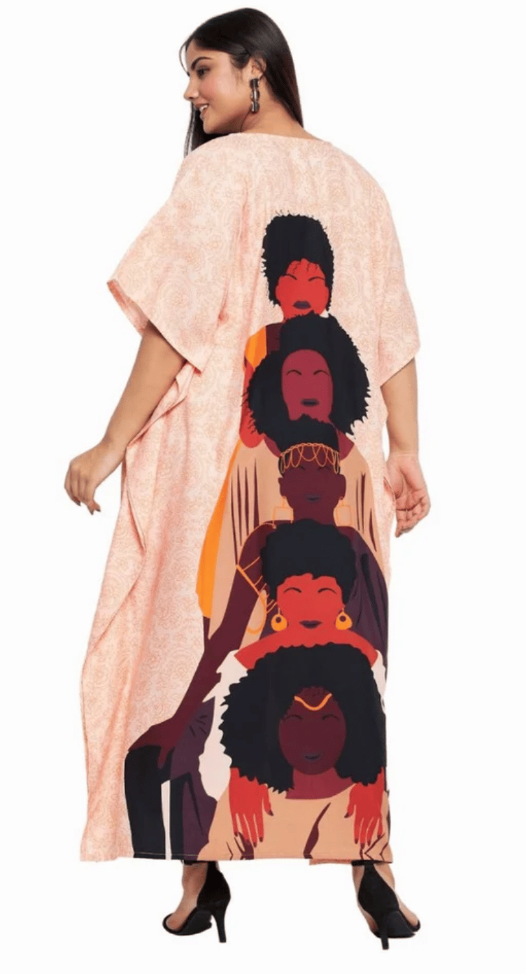 Light Pink African Women Polyester Plus Size Kaftan for Women 1X-3X | GypsieBlu