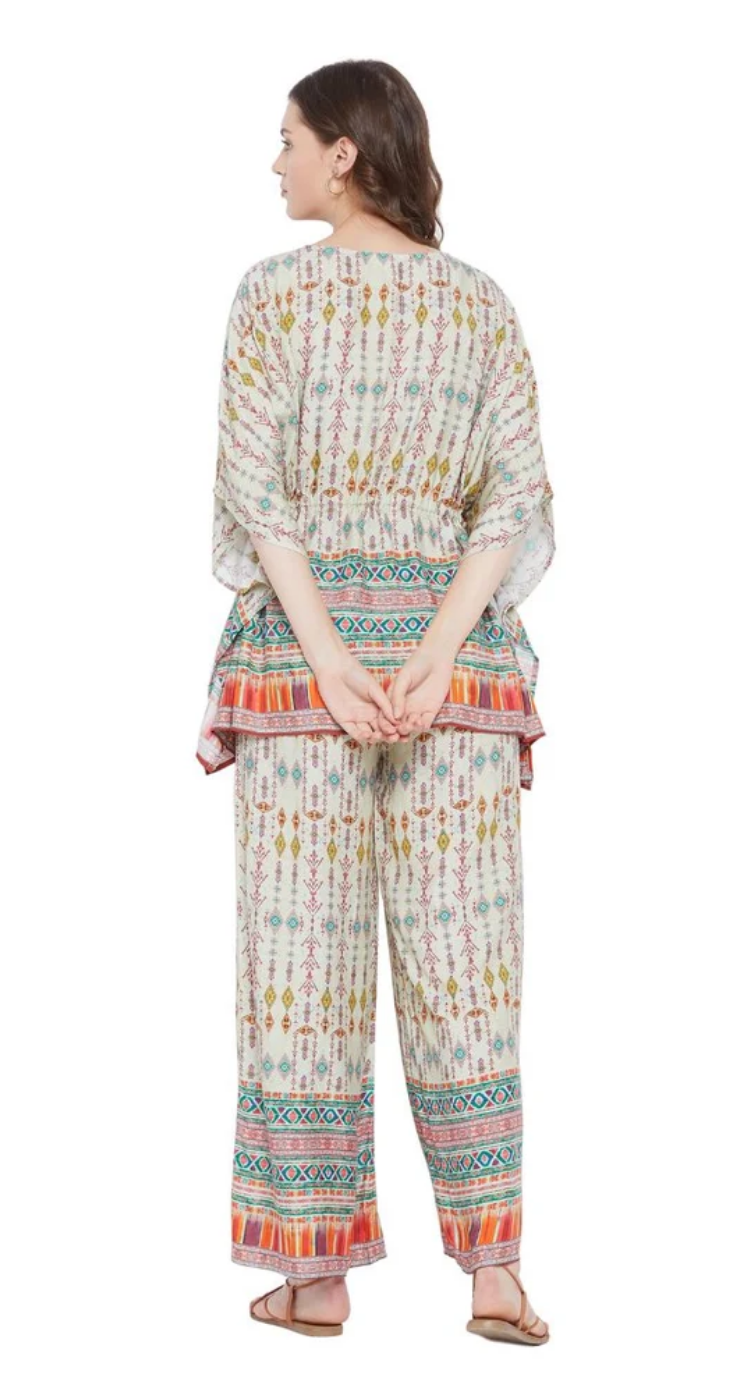 Green Geometric Rayon Co-ord Set for Women S-XL | GypsieBlu
