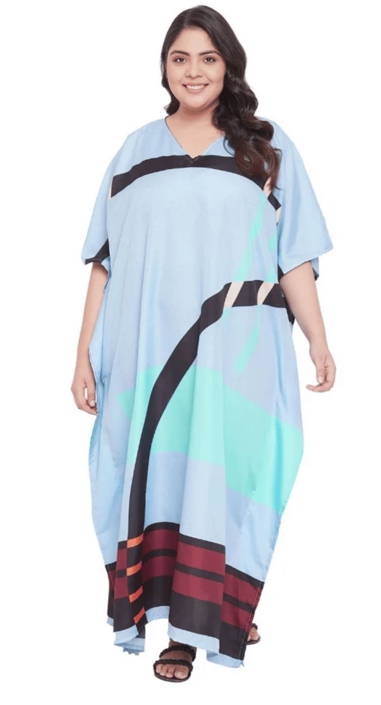 Geometric Abstract Polyester Plus Size Kaftan for Women 1X-3X | GypsieBlu