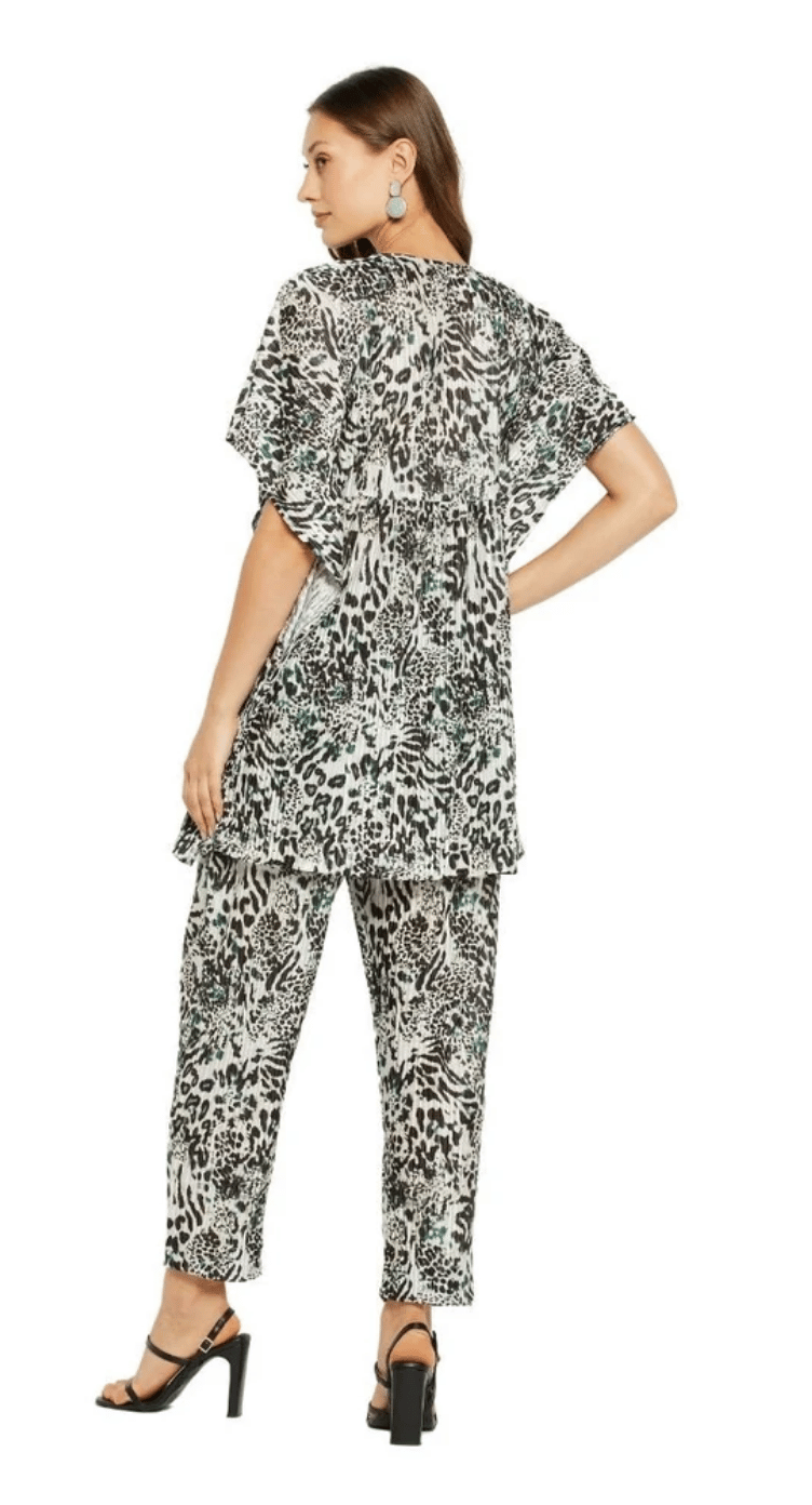 White Animal Satin Plus Size Co-ord Set for Women 1X-3X | GypsieBlu