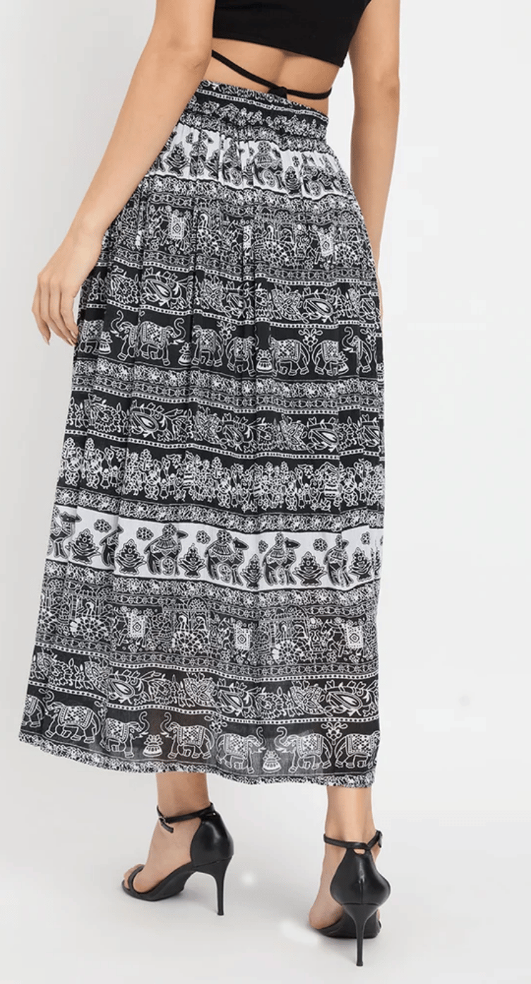 White Elephant Safari Rayon Skirt for Women S-XL | GypsieBlu