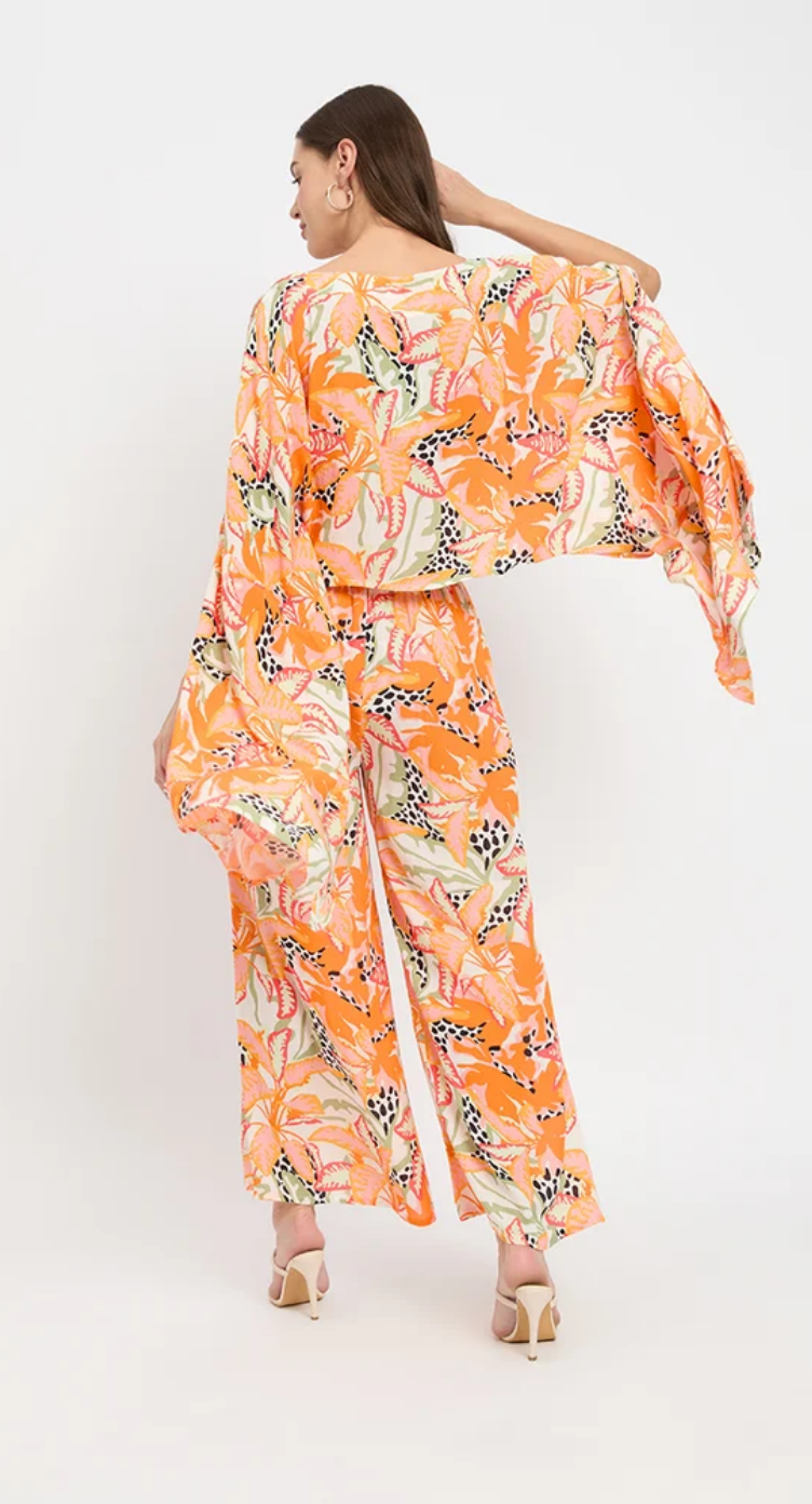Orange Tropical Rayon Co-ord Set for Women S-XL | GypsieBlu