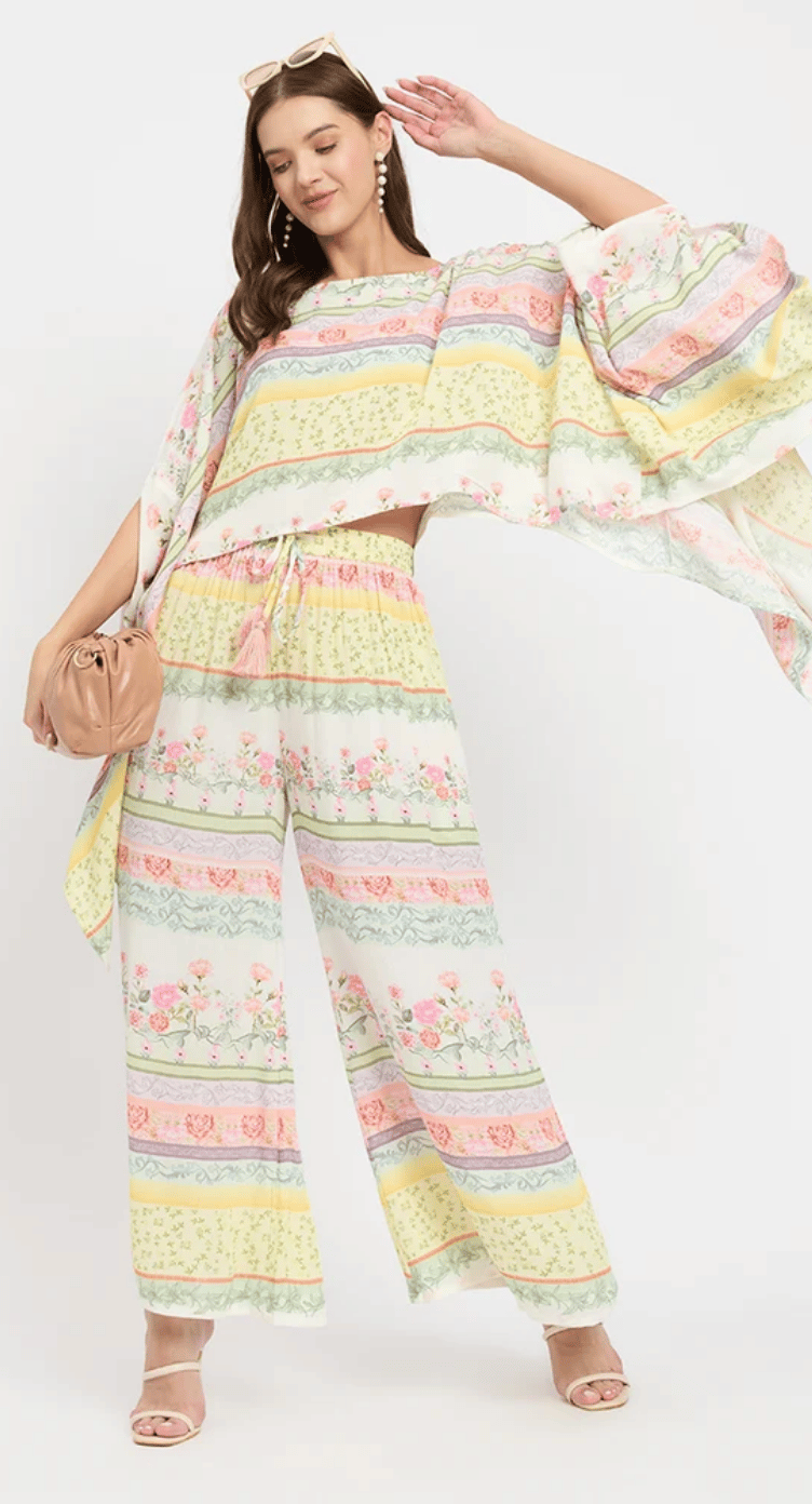 White Floral Rayon Co-ord Set for Women S-XL | GypsieBlu