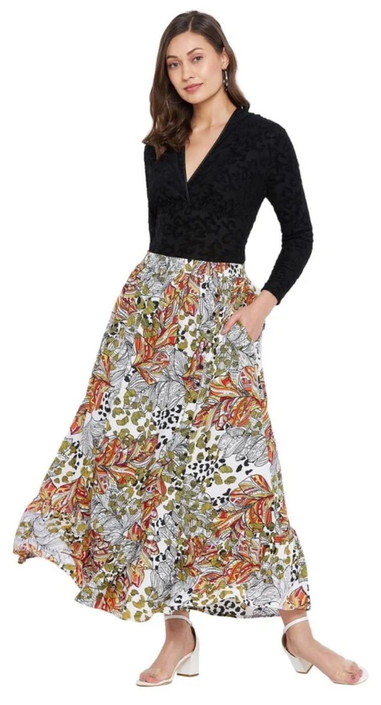 Multicolor Leopard Botanical Polyester Skirt for Women S-XL | GypsieBlu