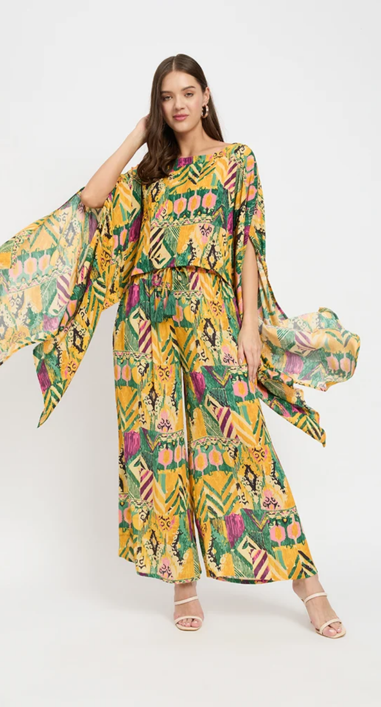 Yellow Tropical Rayon Co-ord Set for Women S-XL | GypsieBlu