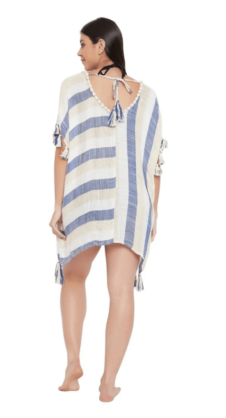 Beige & Gray Rayon Cover Ups for Women S-XL 3/4 Sleeve | GypsieBlu