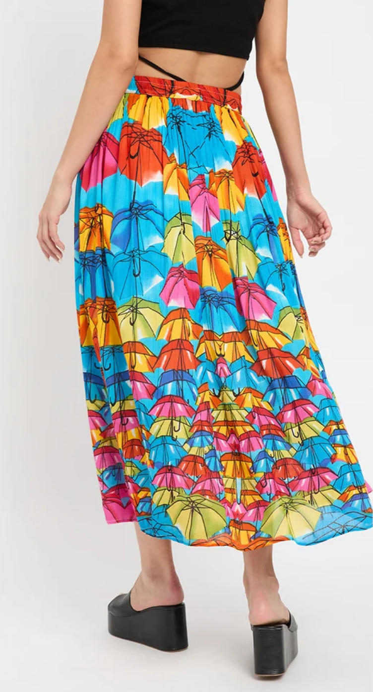 Multicolor Umbrella Novelty Rayon Skirt for Women S-XL | GypsieBlu