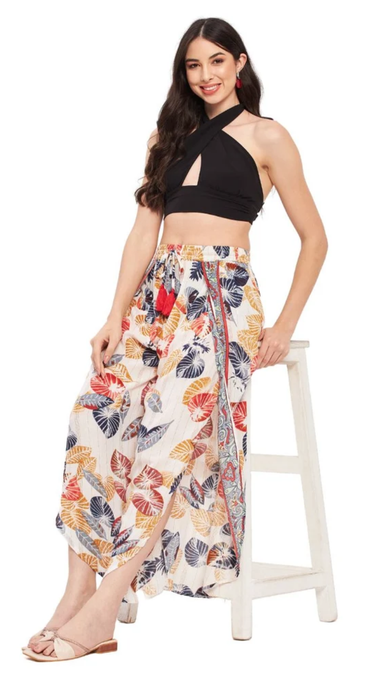 Multicolor Leaf Rayon Bottom Pants for Women S-XL | GypsieBlu