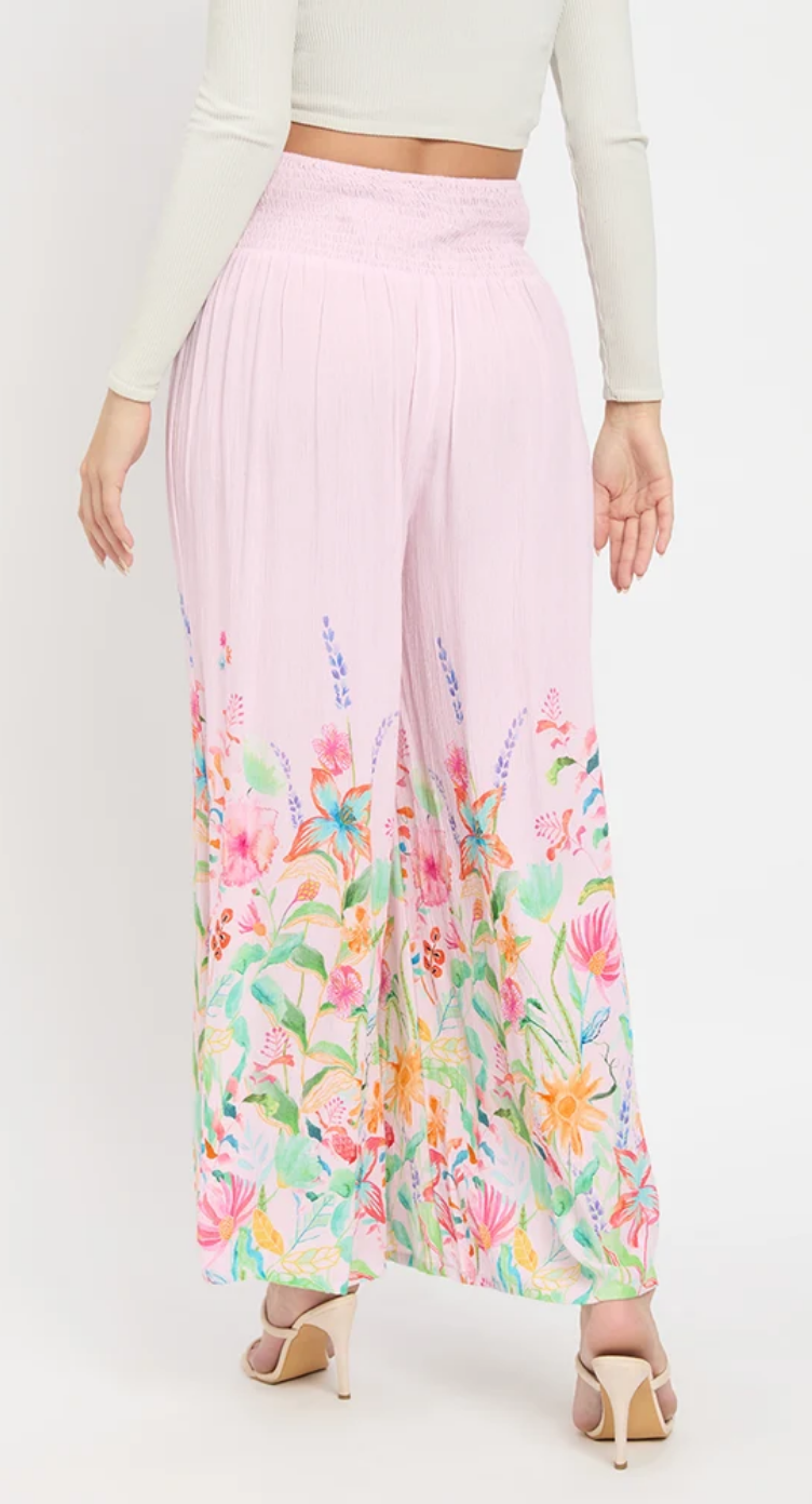 Pink Floral Rayon Bottom Pants for Women S-XL | GypsieBlu
