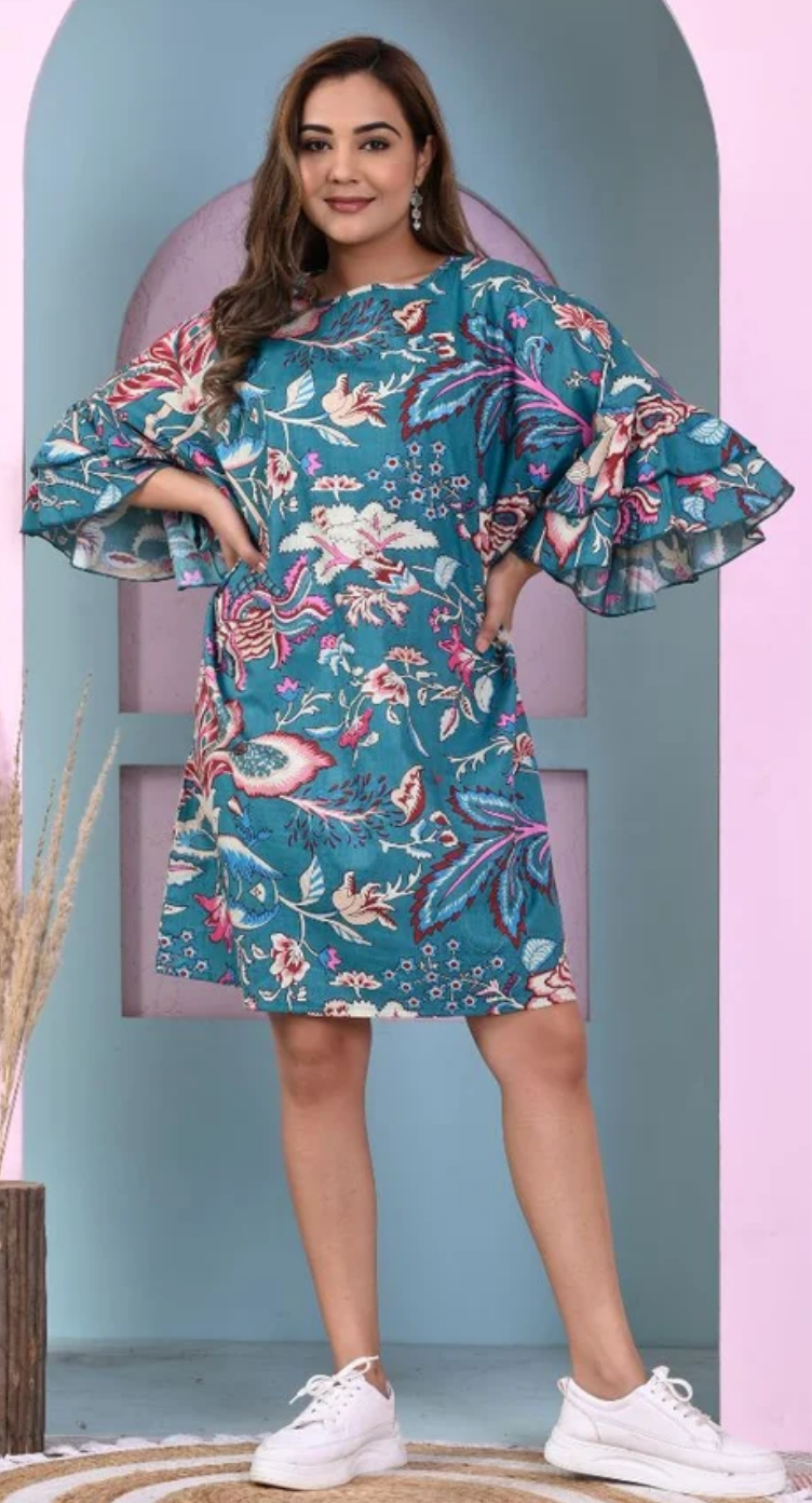 Floral Cotton Plus Size Midi Dress for Women 1X-3X | GypsieBlu