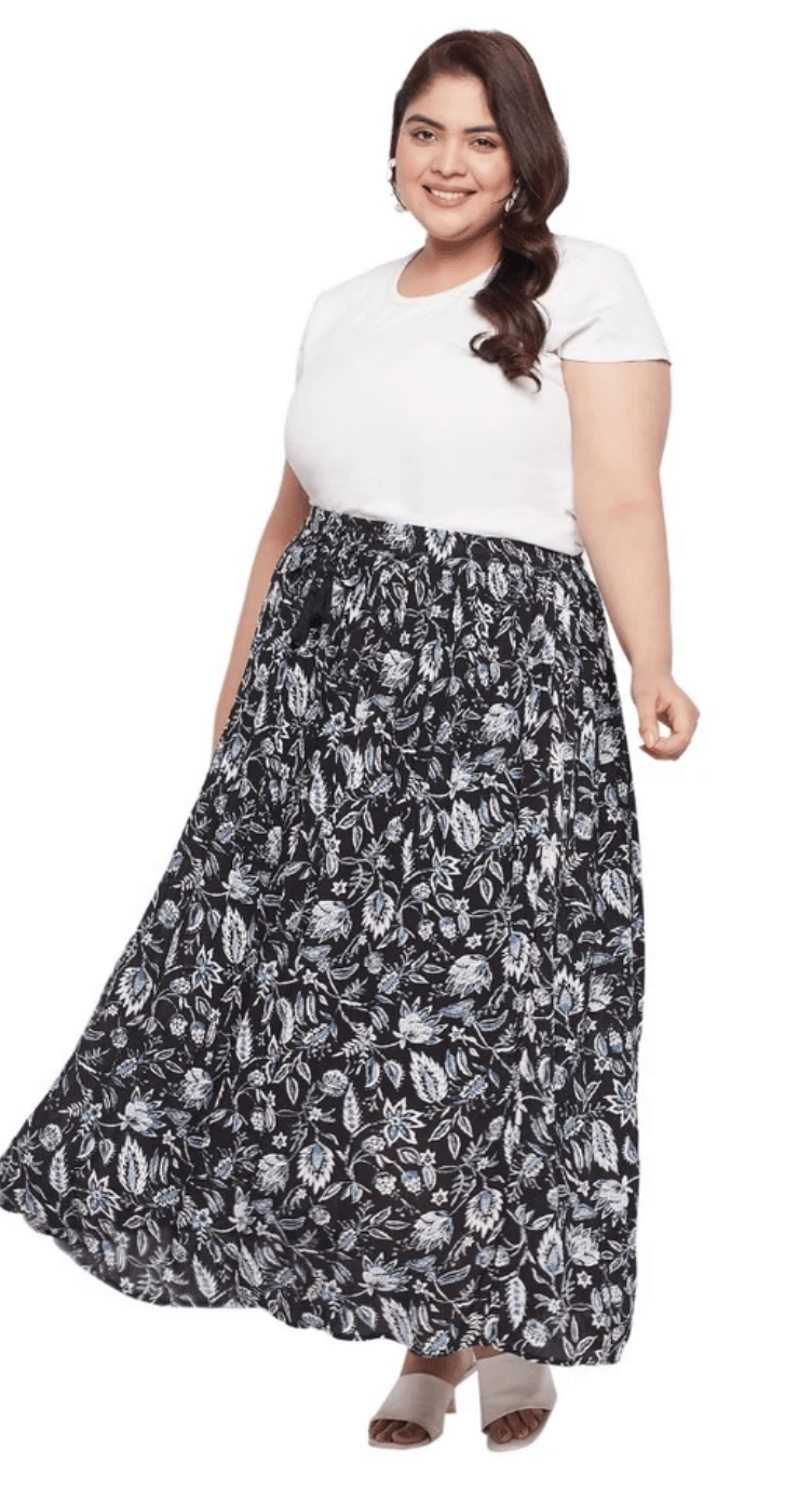 Black Floral Rayon Skirt for Women S-XL | GypsieBlu