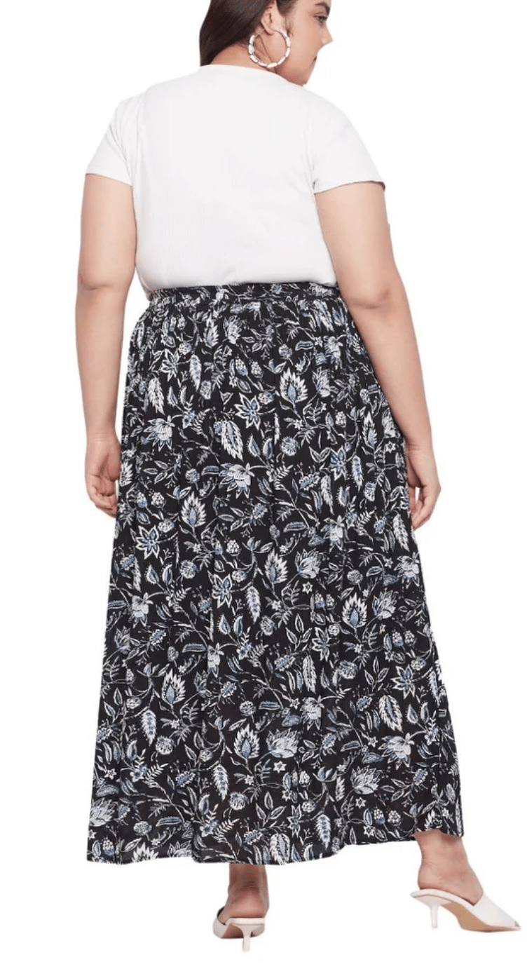 Black Floral Rayon Skirt for Women S-XL | GypsieBlu