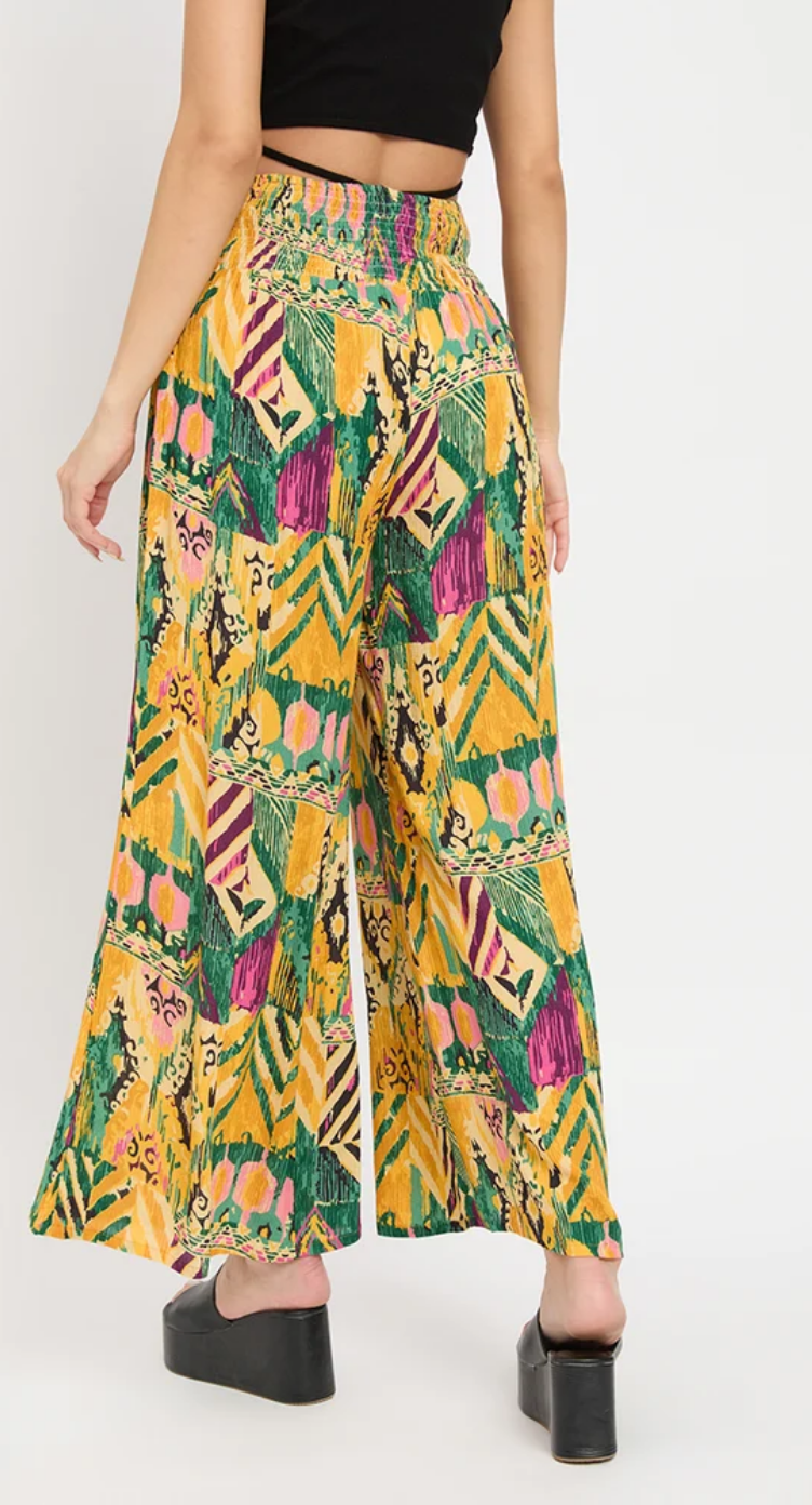 Multicolor Abstract Rayon Bottom Pants for Women S | GypsieBlu