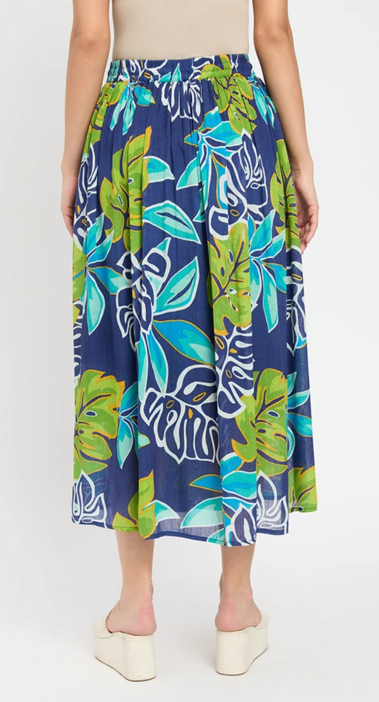 Multicolor Tropical Monstera Rayon Skirt for Women S-XL | GypsieBlu