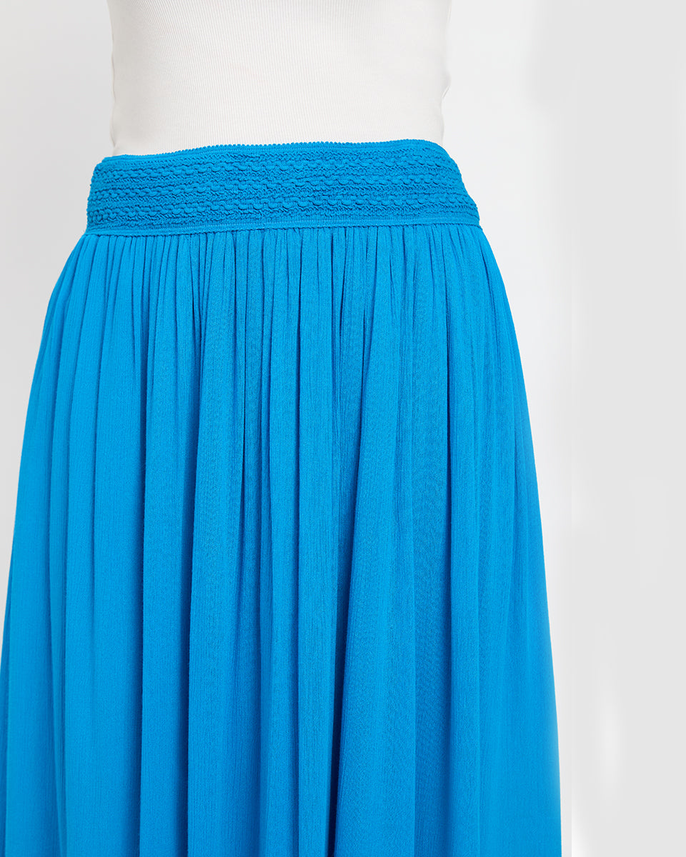 Ravishing Turquoise Rayon Gauze And Poly Knit Skirt For Women