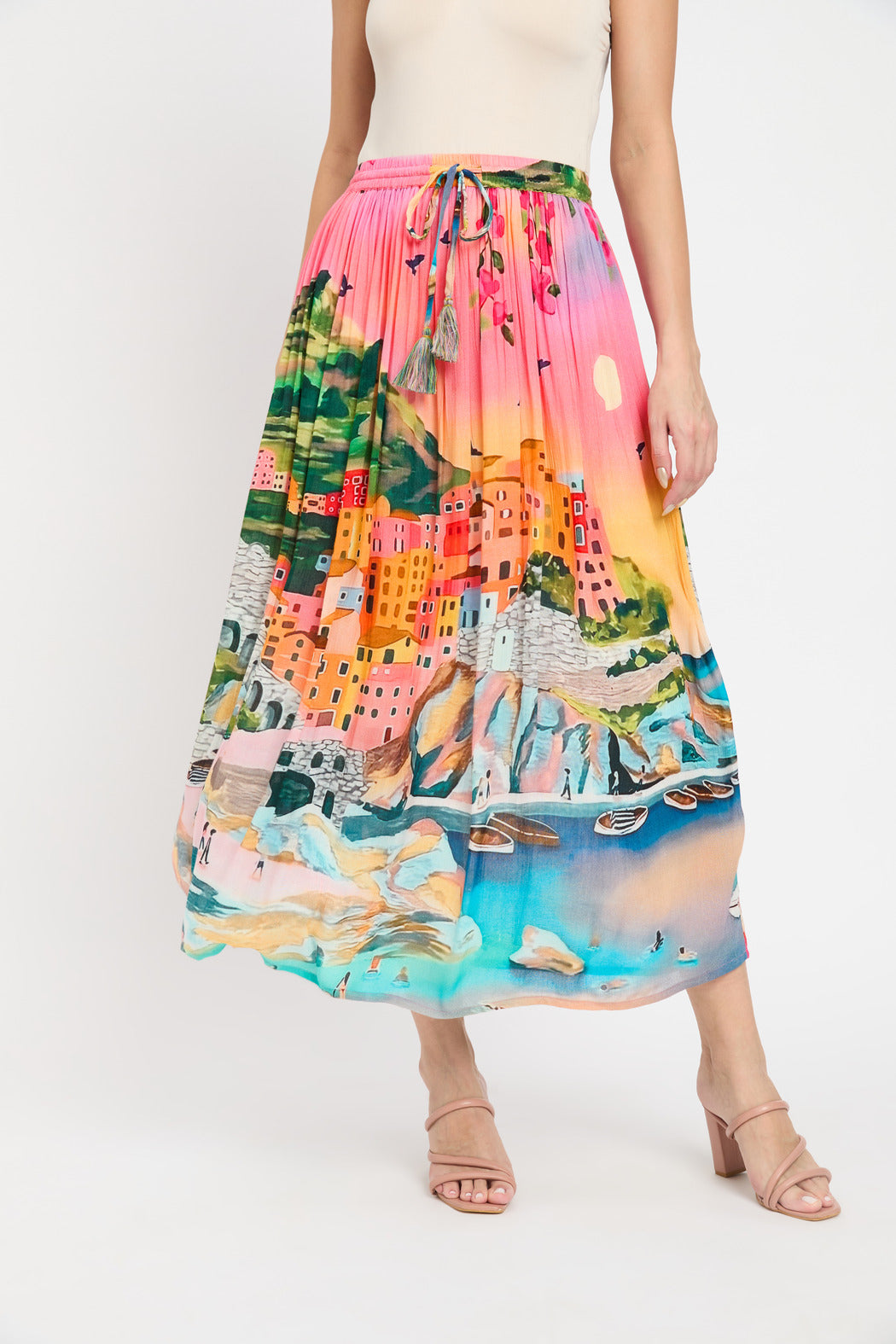 Multi Color Alluring Printed Rayon Crepe Skirt For Women