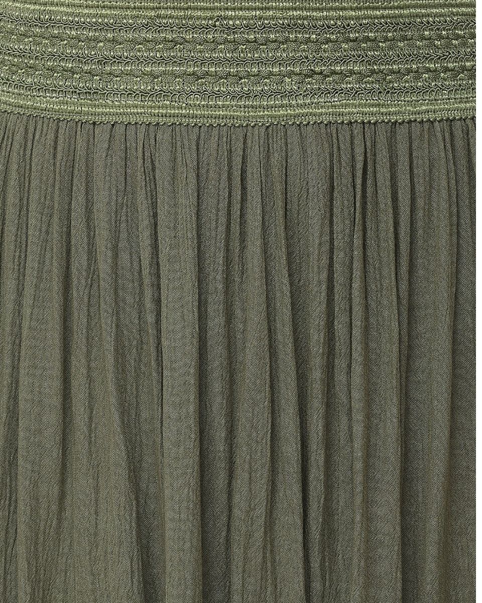 Pleated Olive Rayon Skirt For Women