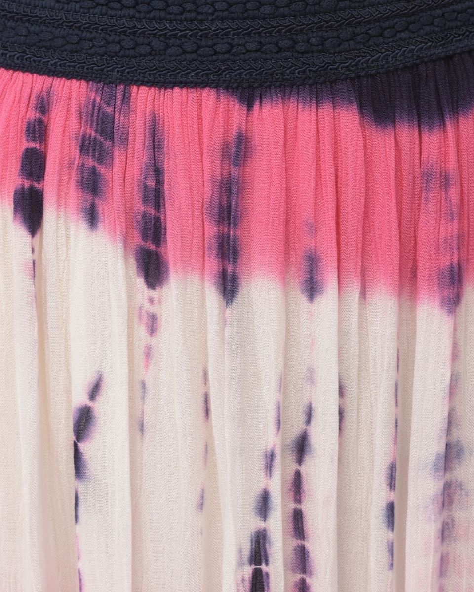 Tie Dye Printed Pink Rayon Skirt for Women