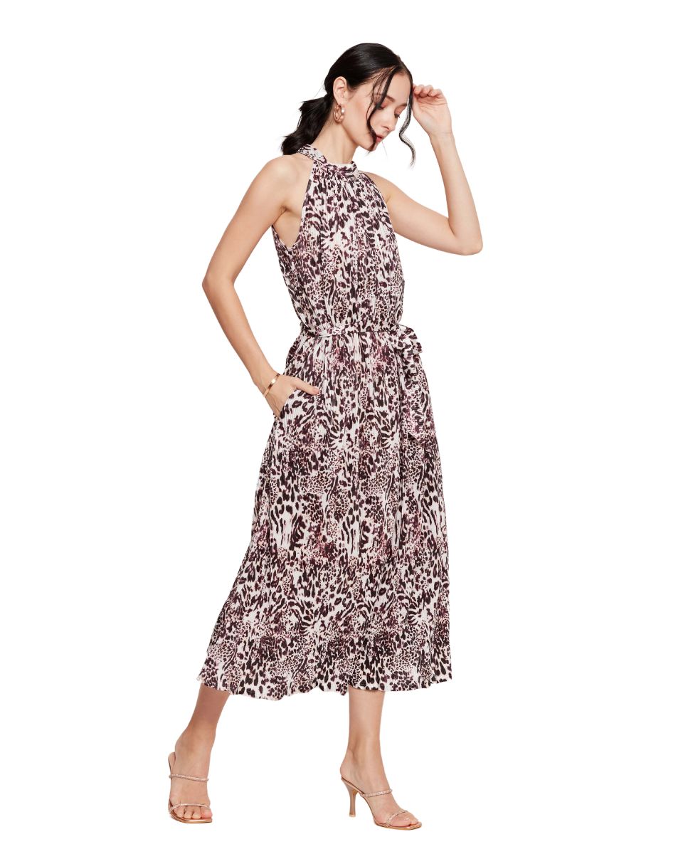 Animal Printed Wine For Women Dress