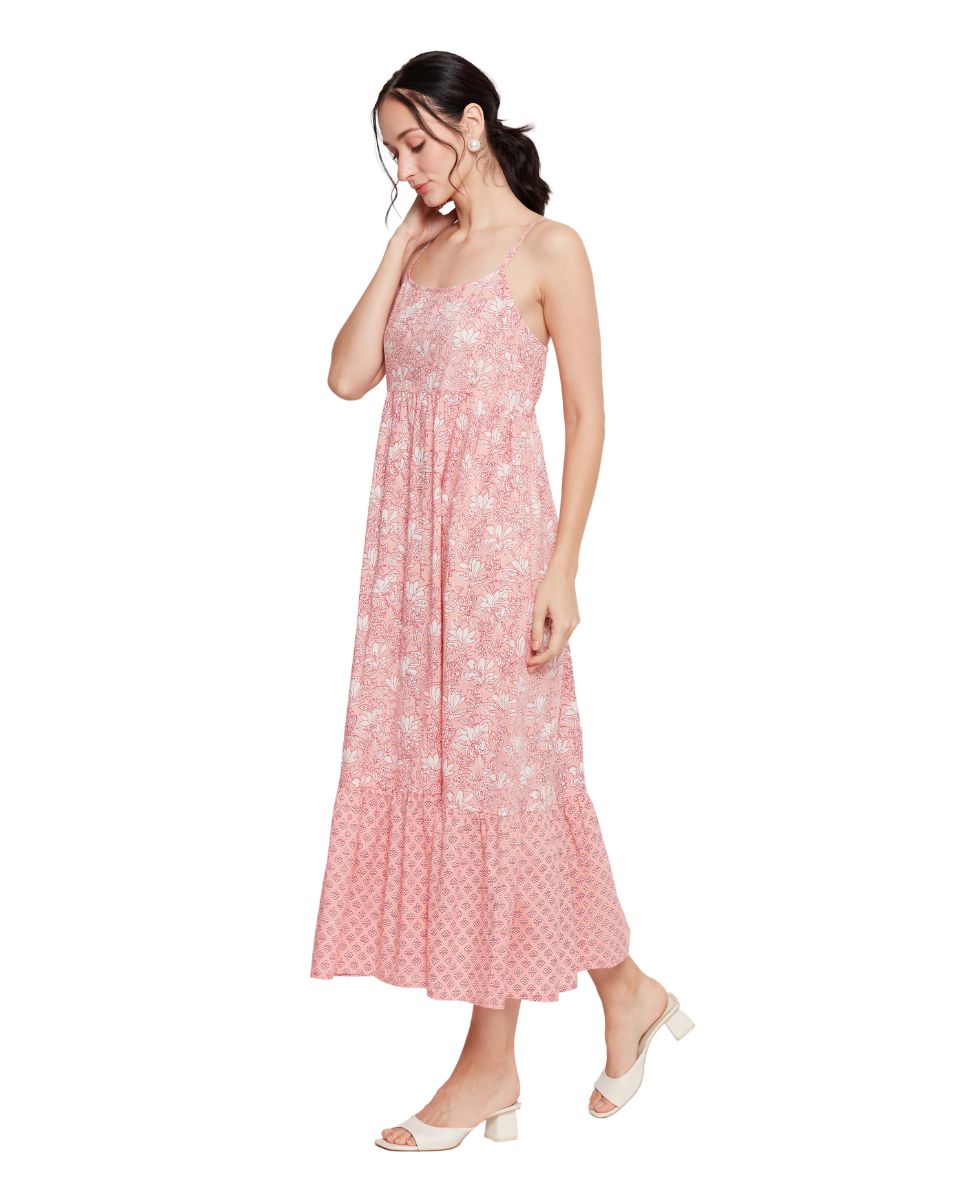 Floral Printed Pink For Women Dress