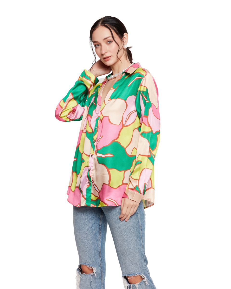 Floral Printed Multicolor Women Shirt