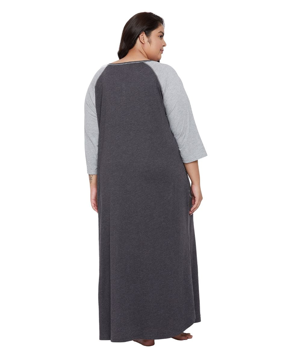 Solid Black Poly Cotton Melange Dress for Women