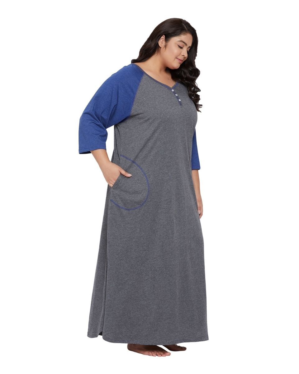 For Women Solid Charcoal Gray Poly Cotton Melange Dress