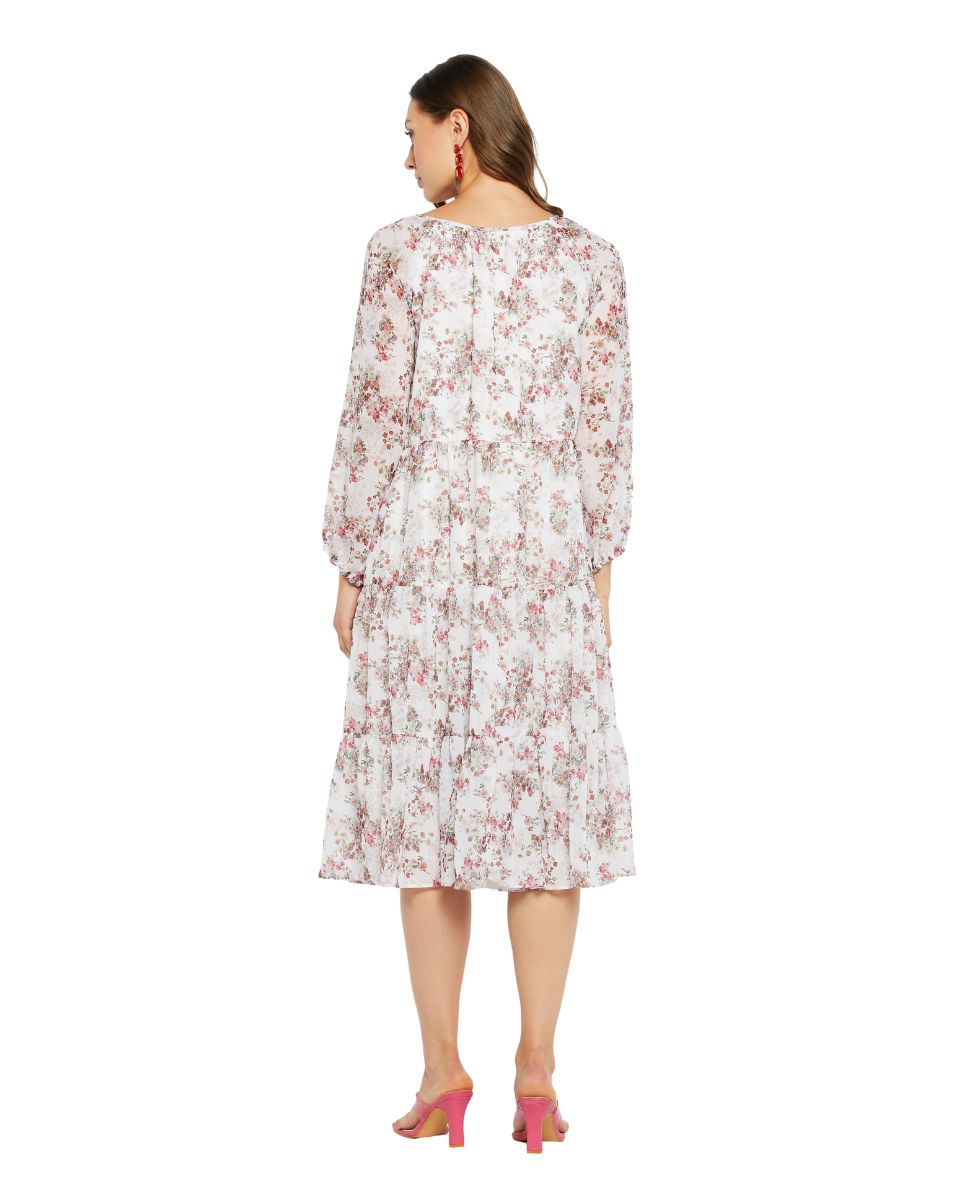 Floral Printed Off-White Dress For Women