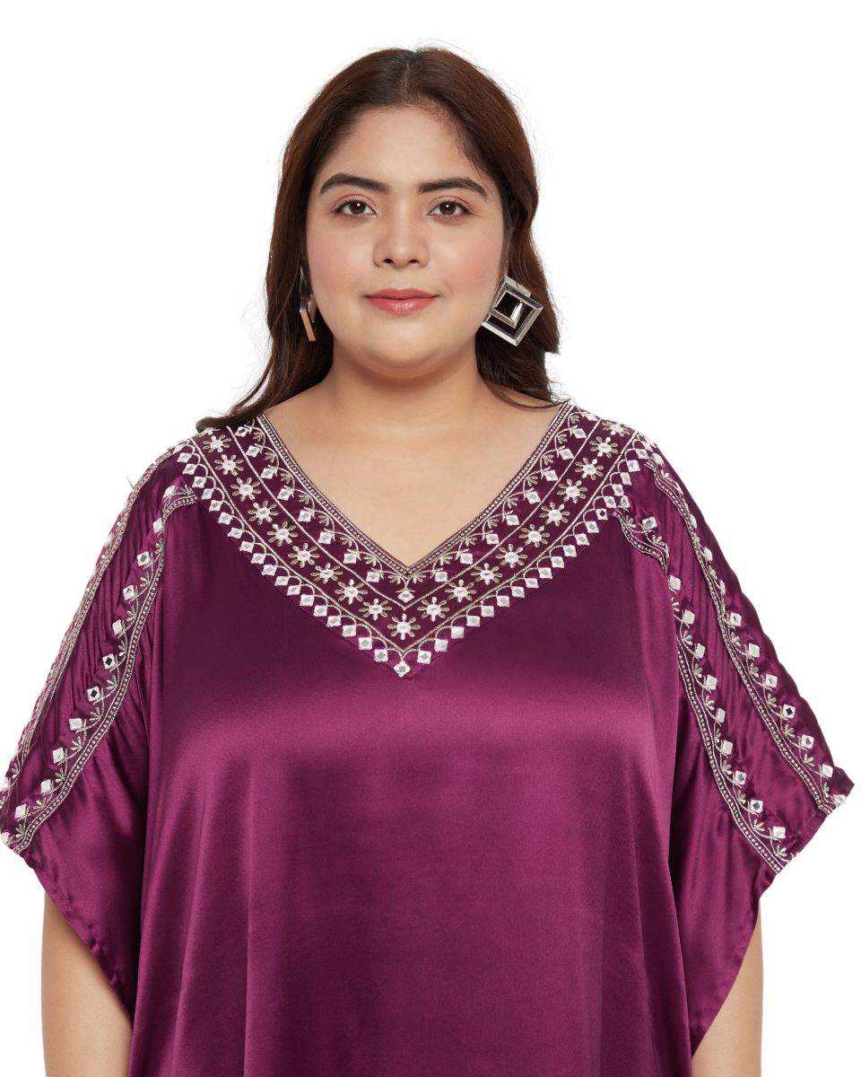Elegant Lace Satin Kaftan Gown For Women