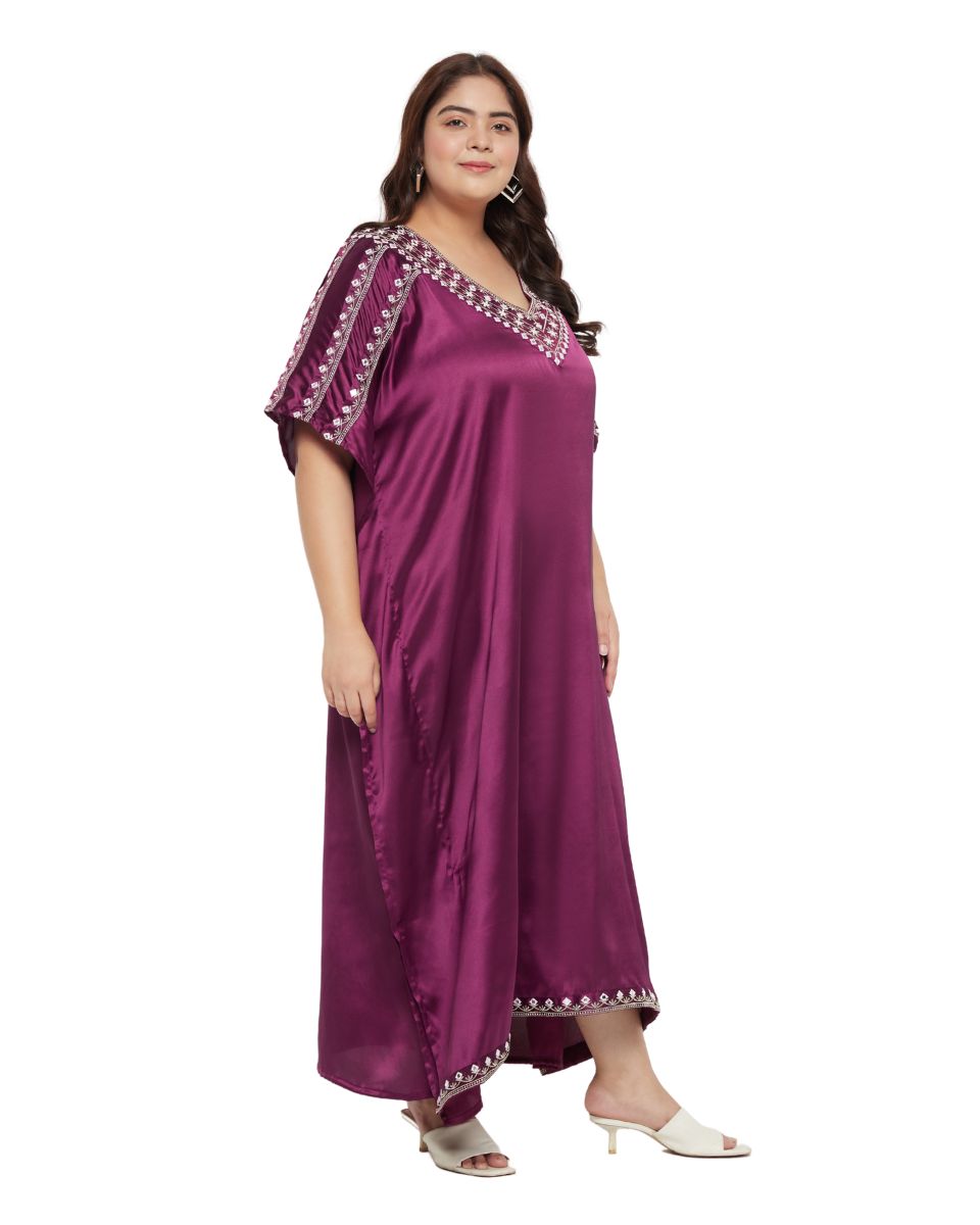 Purple Satin Maxi Dress For Women
