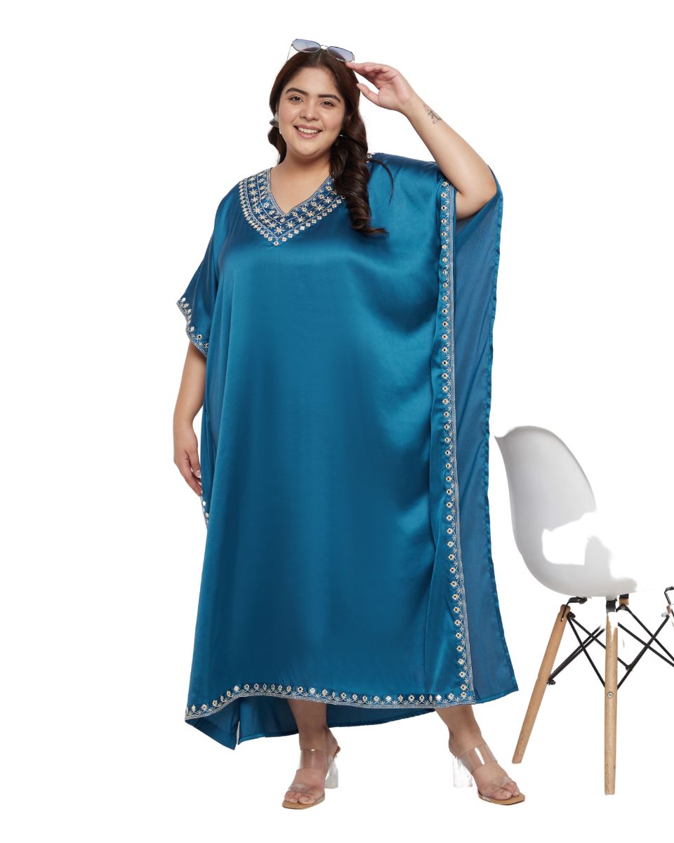 Elegant Lace Corsair Blue Gown