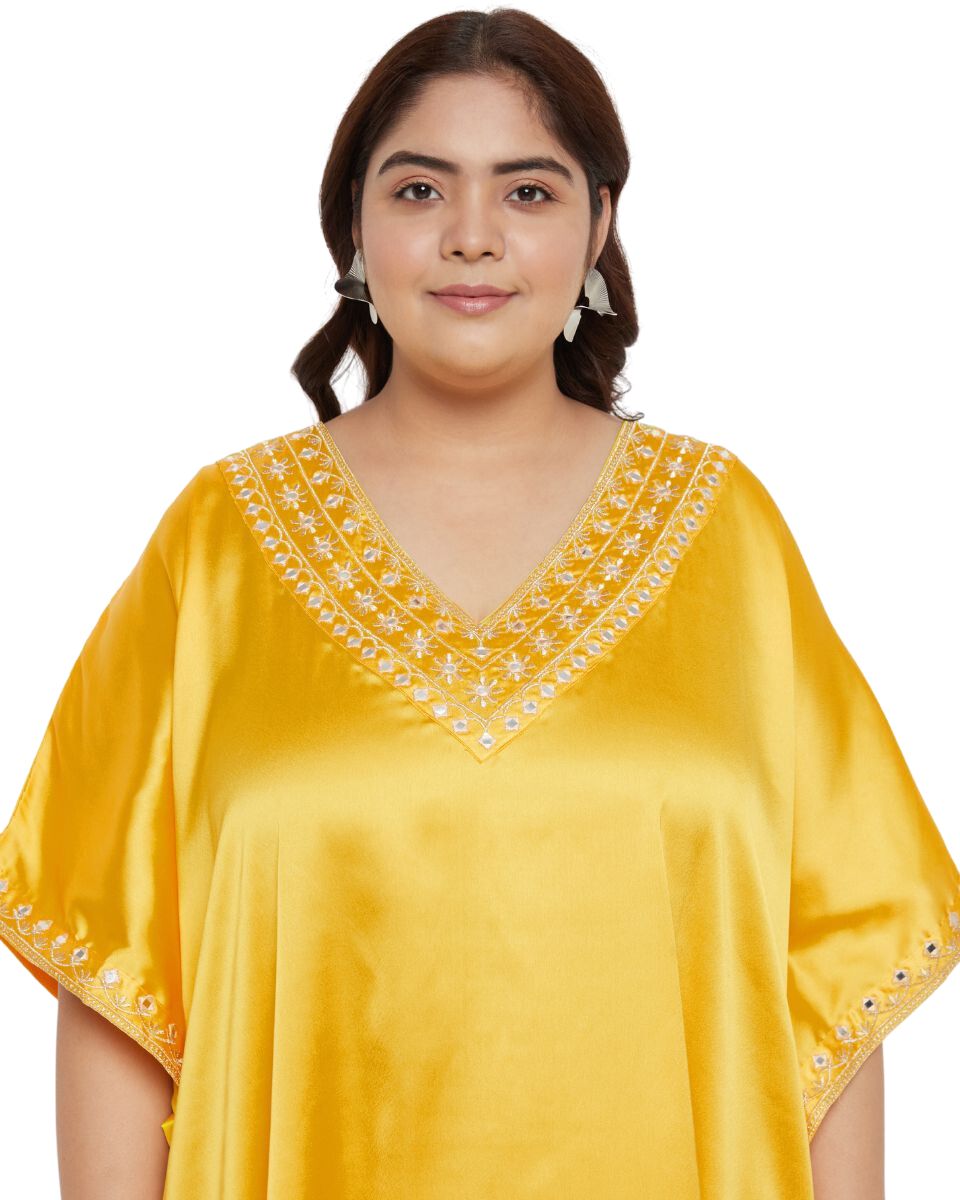 Women's Long Kaftan Dress in Yellow