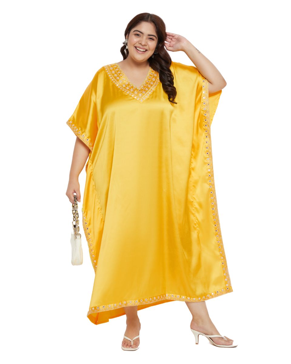 Classy Yellow Satin Women's Attire