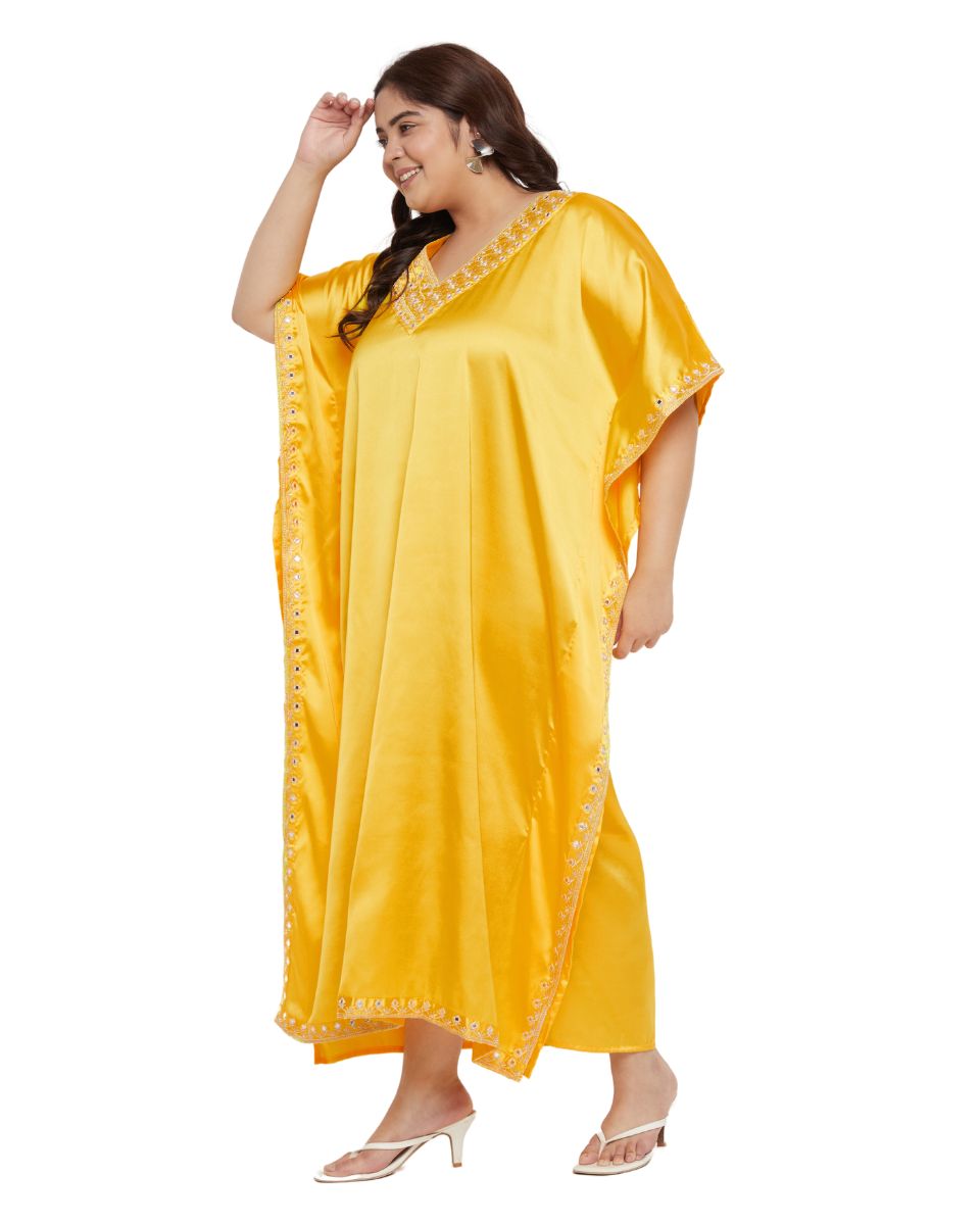 Chic Yellow Satin Women's Dress