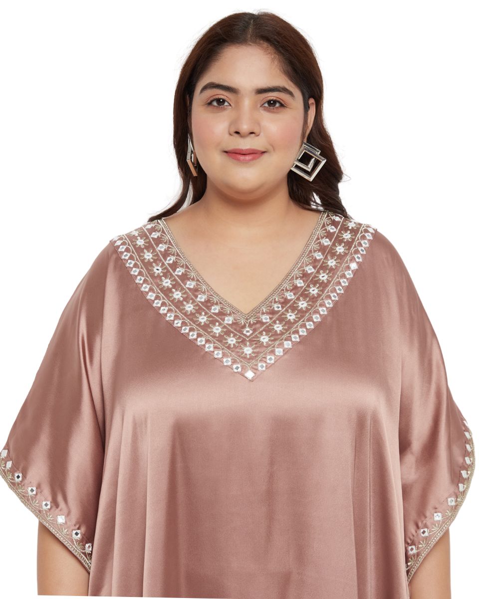 Elegant Embroidered Lace Kaftan Dress 