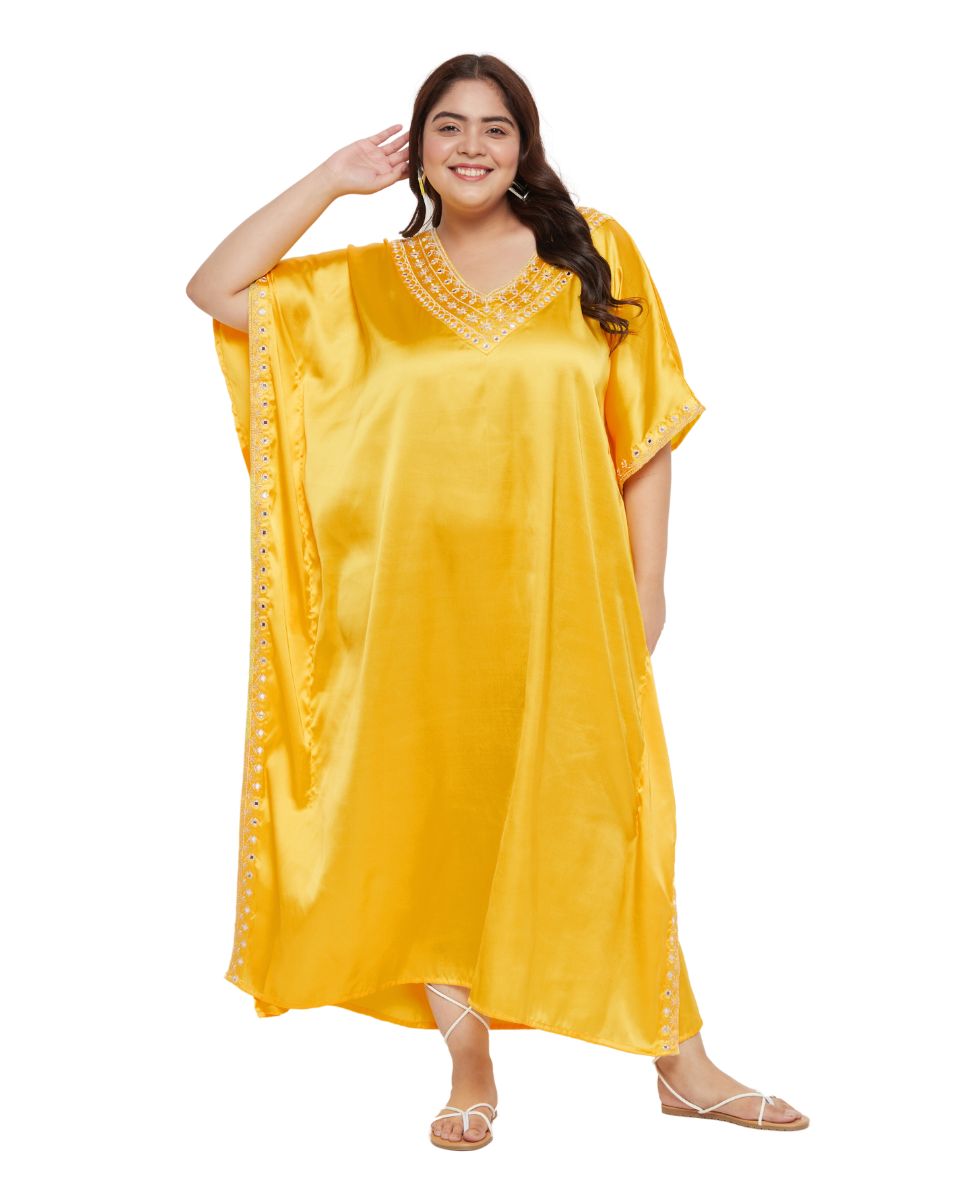 Stylish Yellow Long Kaftan Dress