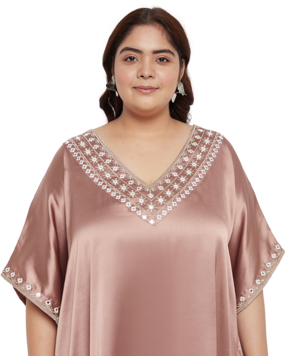 Chic Lace Light Brown Kaftan Dress For Women