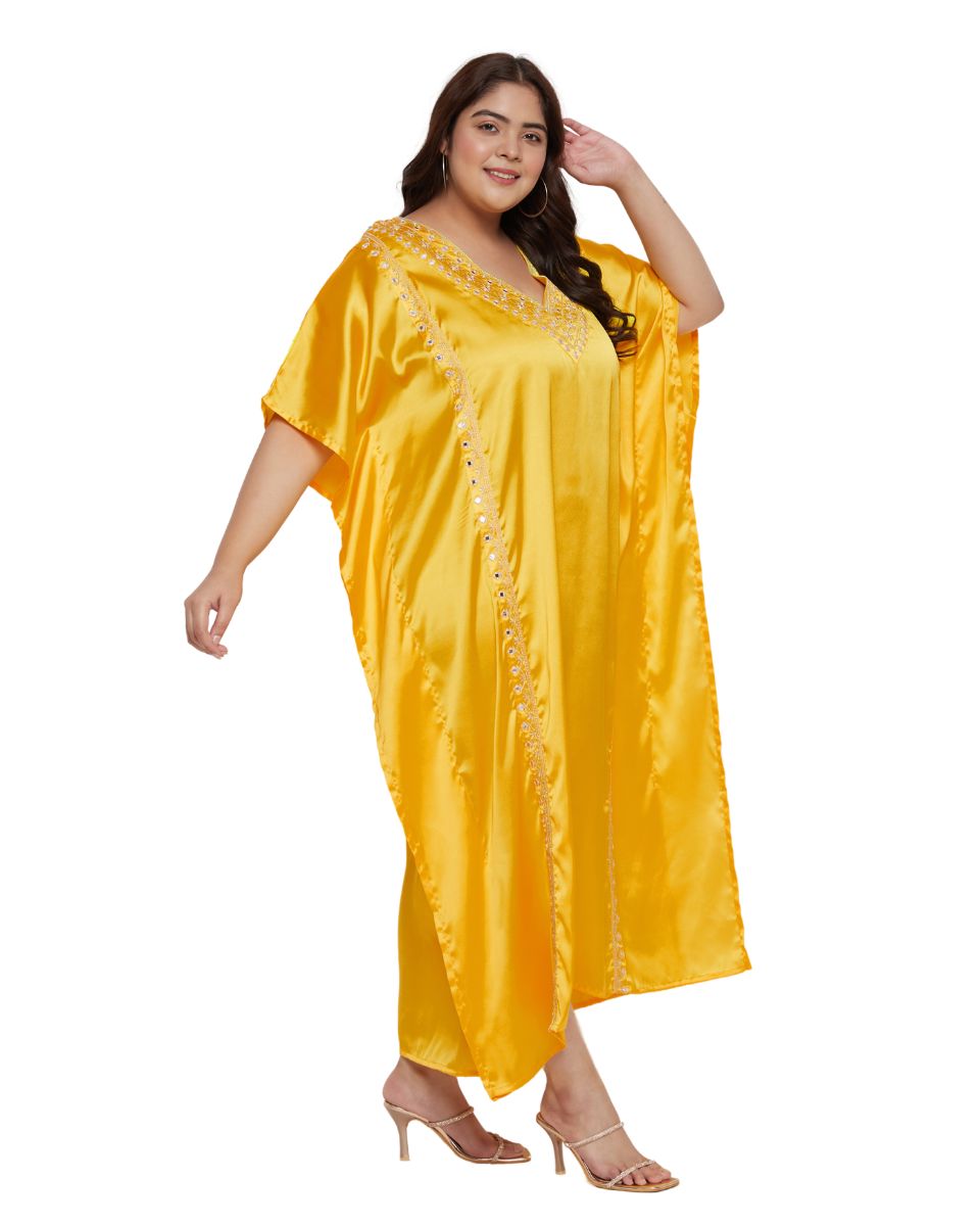 Trendy Yellow Lace Kaftan