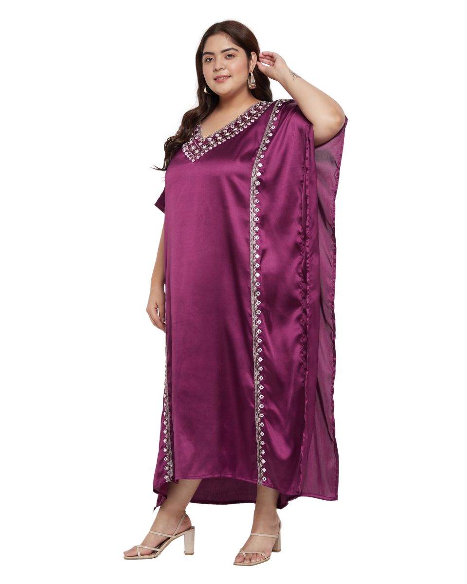 Trendy Purple Lace Kaftan