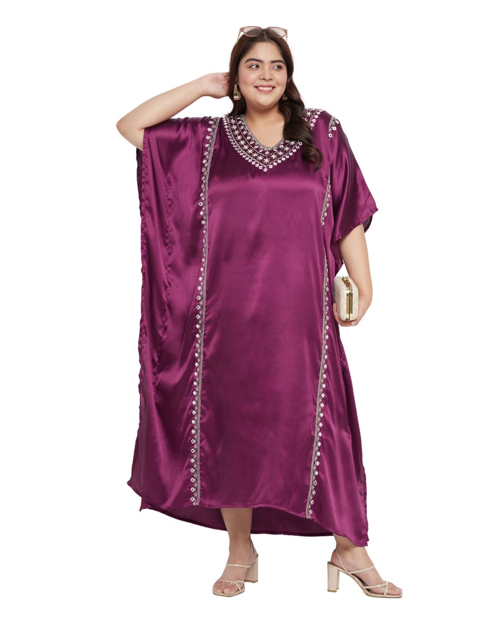 Purple Satin Lace Dress
