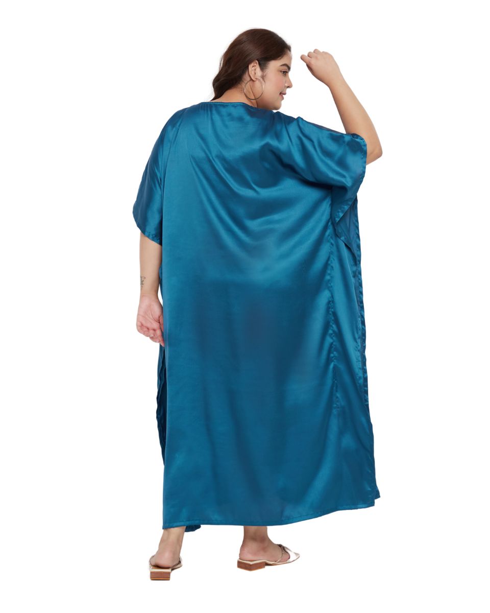 Trendy Corsair Blue Satin Kaftan Dress