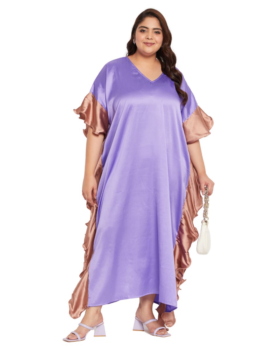 Women's Lavender Satin Kaftan Dress
