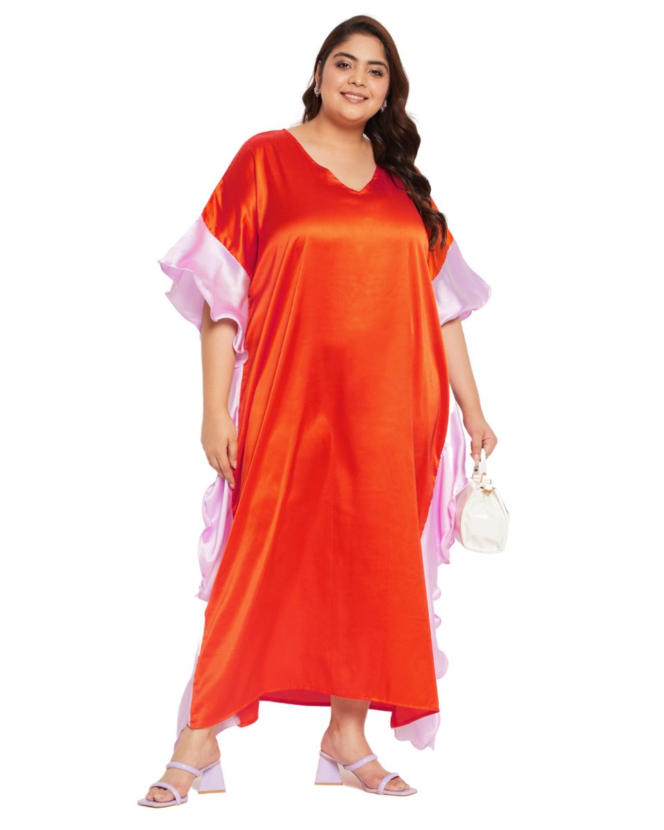 Satin Dress in Orange for Women