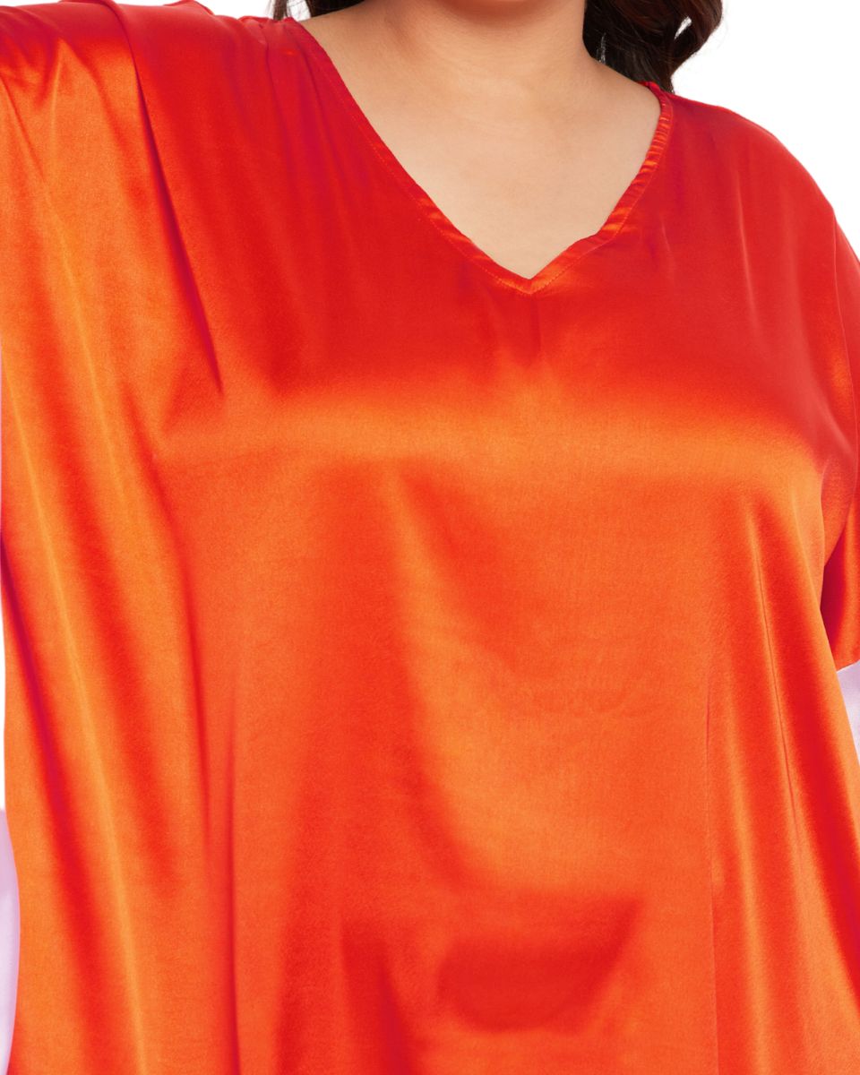 Women's Orange Satin Dress with Ruffles
