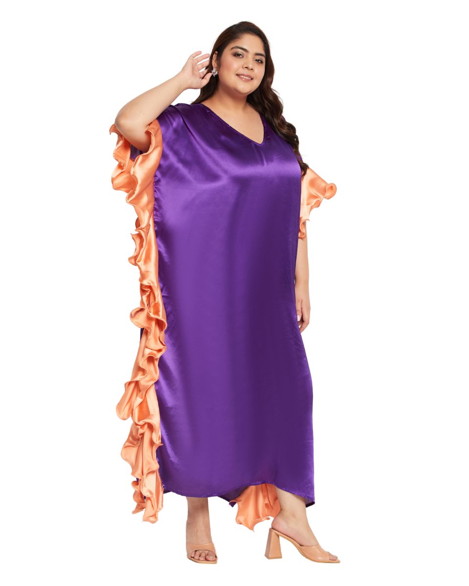Purple Satin Kaftan Dress for women