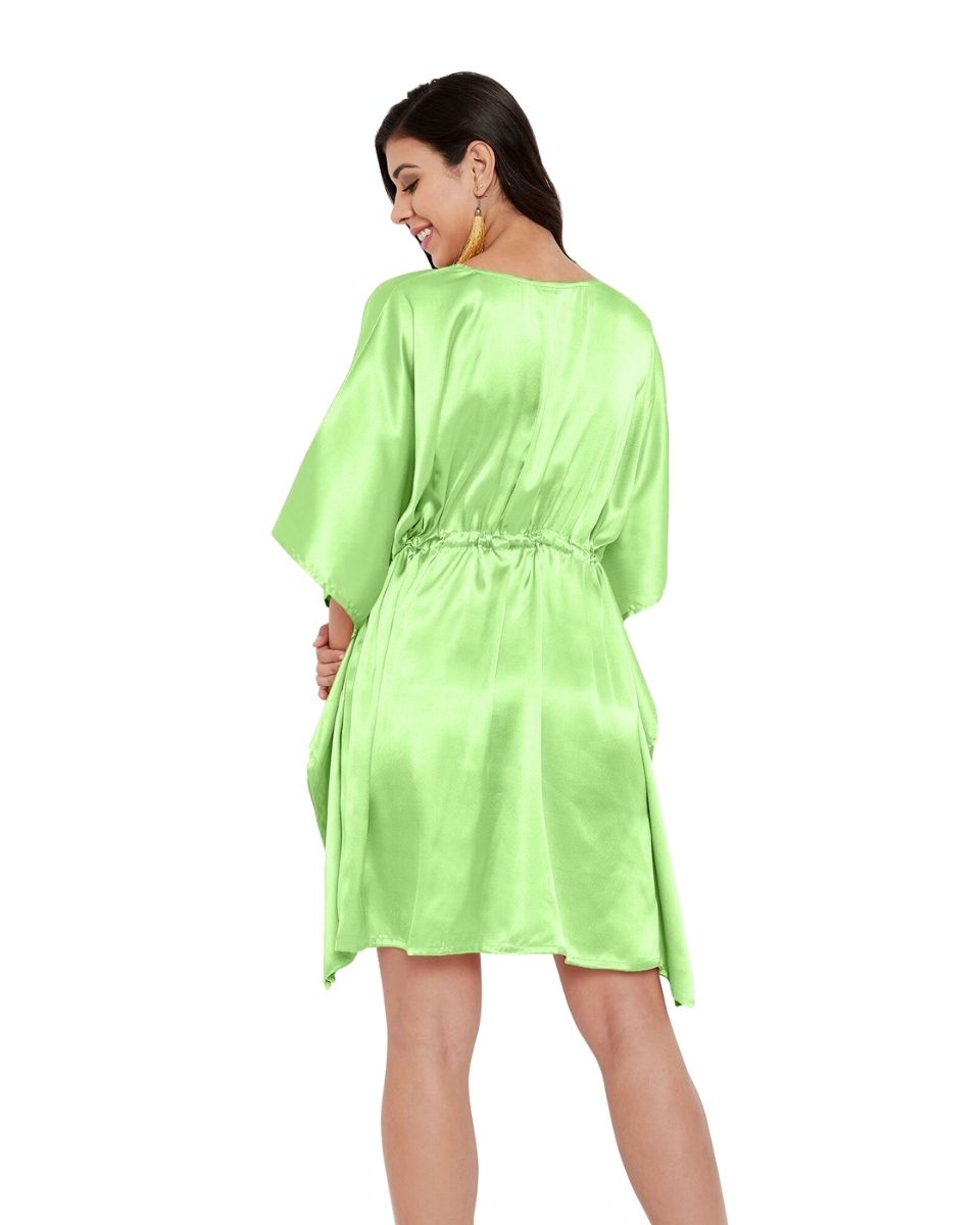 Solid Ambrosia Green Satin Tunic Top For Plus Size Women