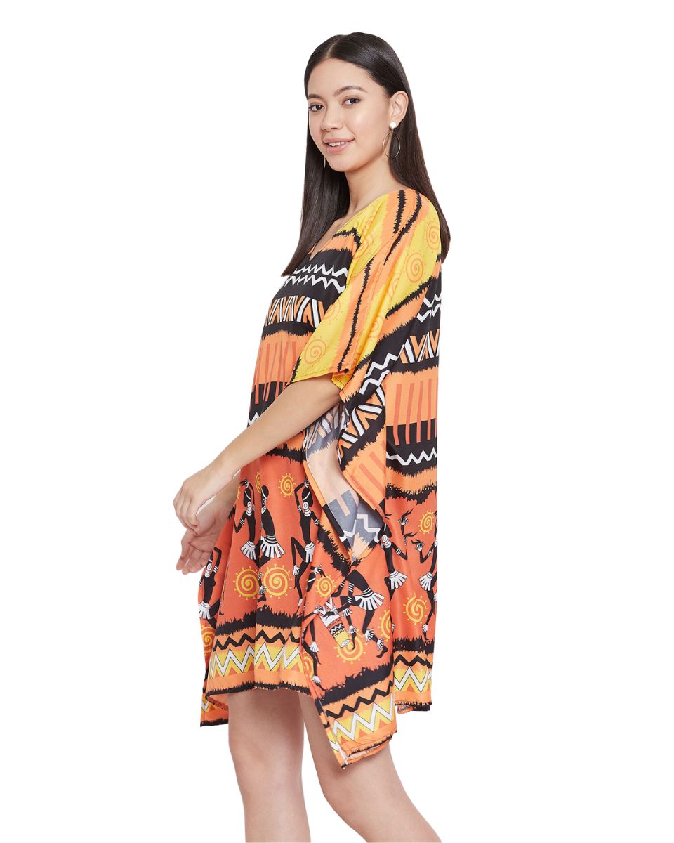 Multicolor Tribal Printed Polyester Tunic For Plus Size Women