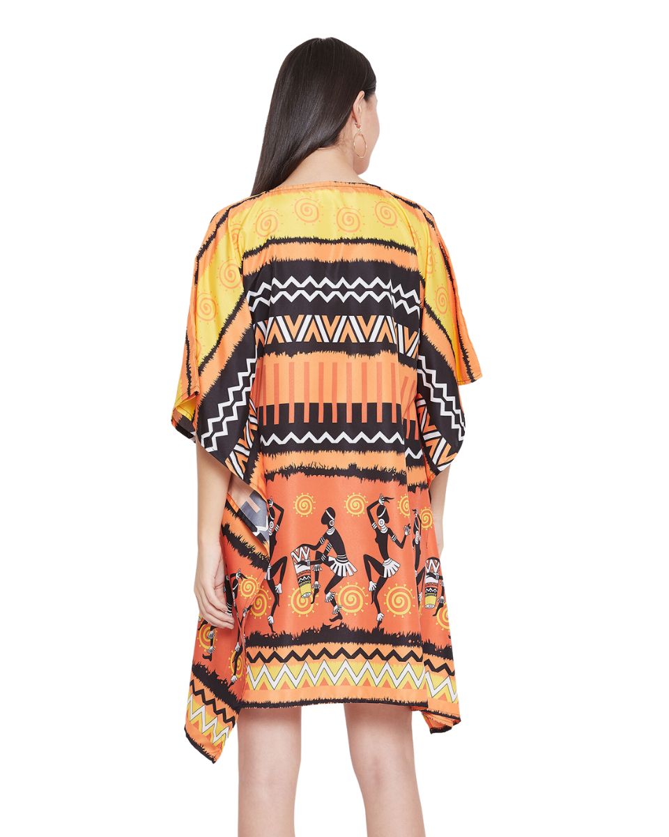 Multicolor Tribal Printed Polyester Tunic For Plus Size Women