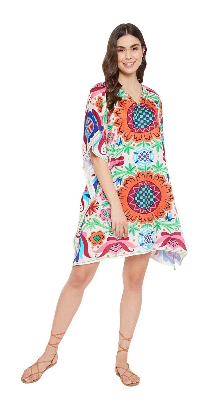 Floral Printed Multicolor Polyester Tunic Top For Plus Size Women - SKU SG136-8491 - Gypsie Blu
