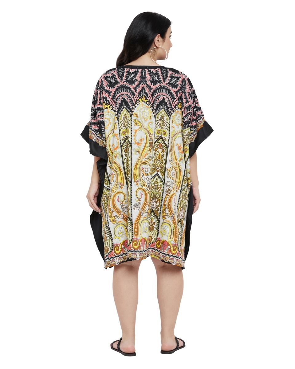 Paisley Printed Black Polyester Tunic Top for Women